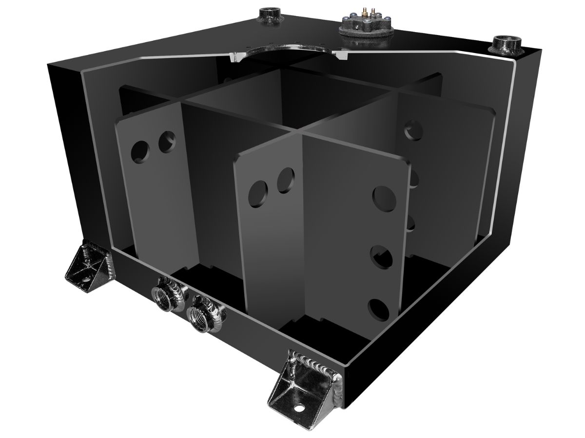 10 GALLON (38L) BLACK ALUMINIUM FUEL CELL FLAT BOTTOM BAFFLED GEN2 - Image 2