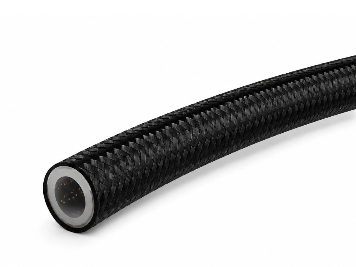 BLACK NYLON BRAIDED PTFE E85 HOSE AN-4 1 METRE